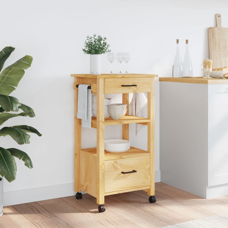 Kitchen Trolley MONZA 48x40x90 cm Solid Wood Pine