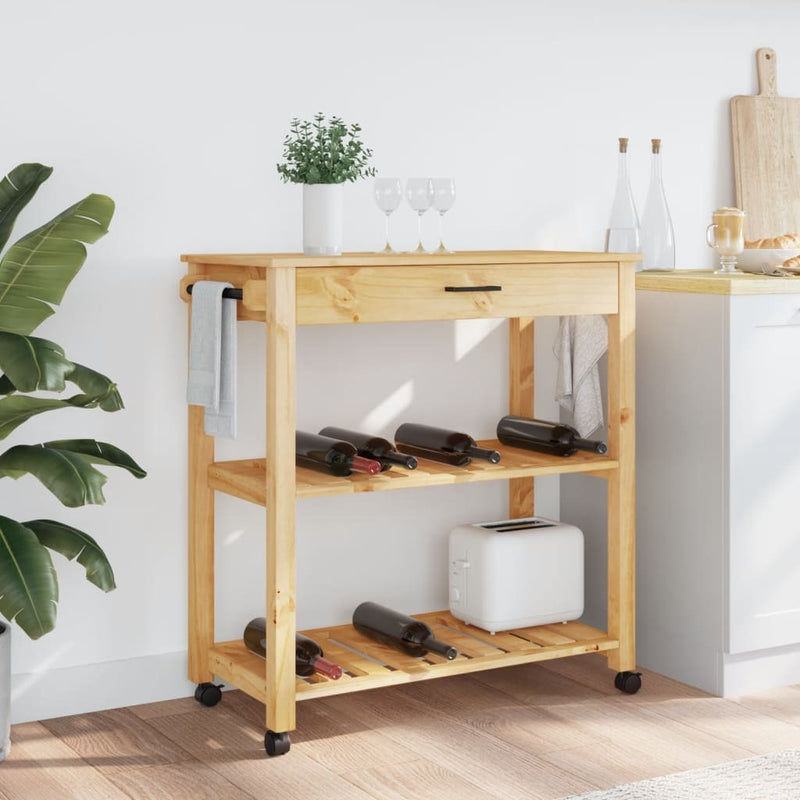 Kitchen Trolley MONZA 84x40x90 cm Solid Wood Pine