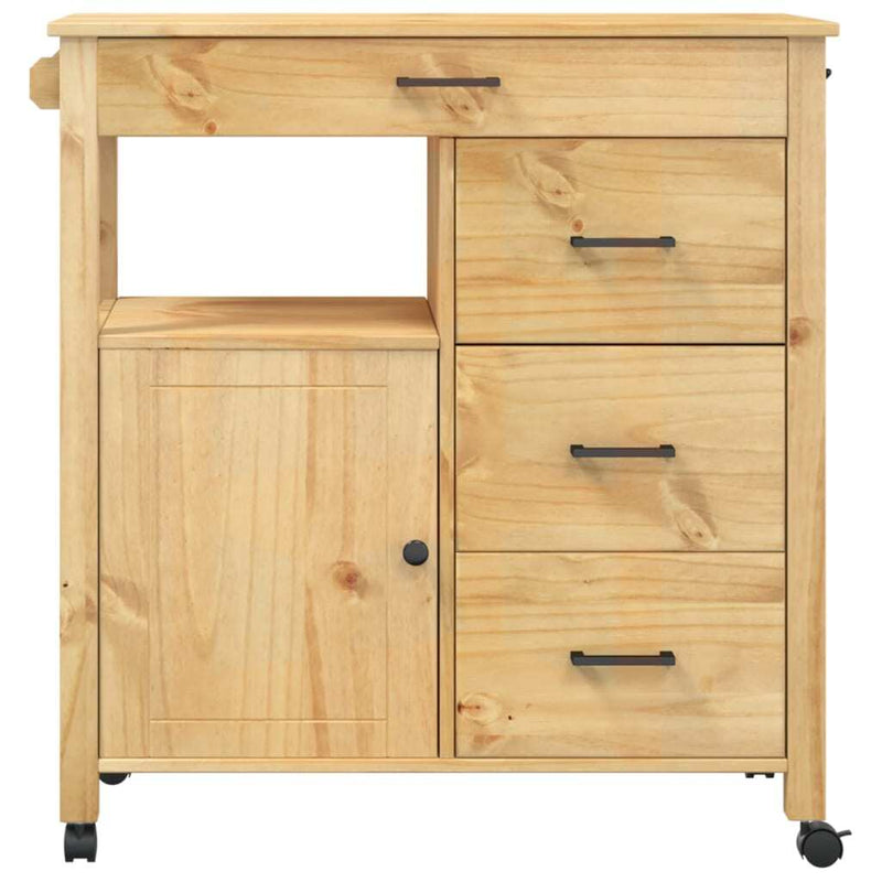 Kitchen Trolley MONZA 84x40x90 cm Solid Wood Pine