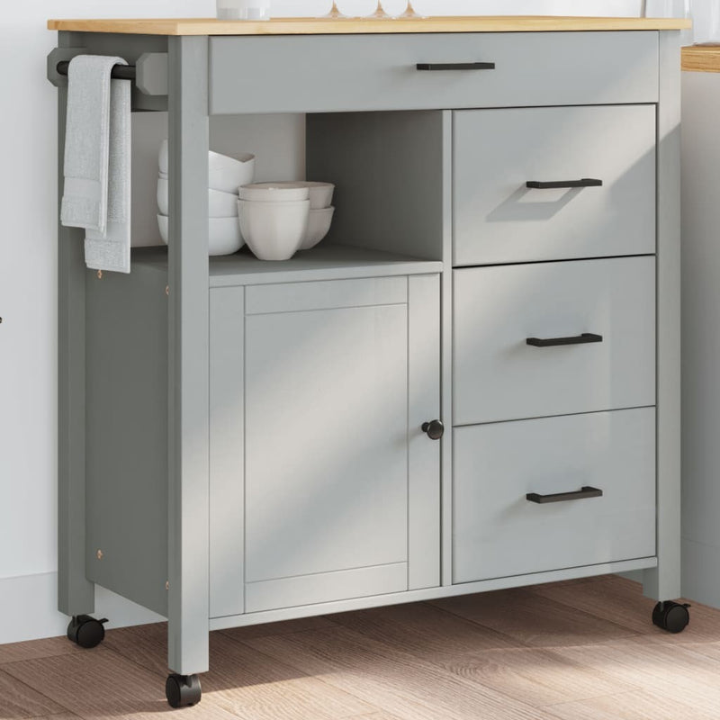 Kitchen Trolley MONZA 84x40x90 cm Solid Wood Pine