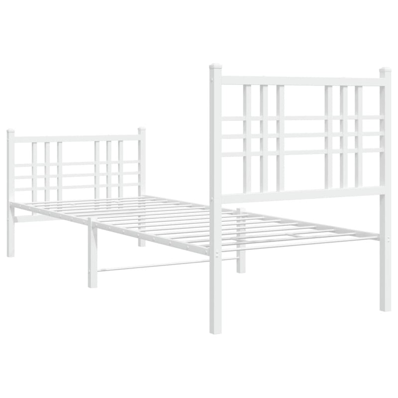 Metal Bed Frame without Mattress with Footboard White 80x200cm