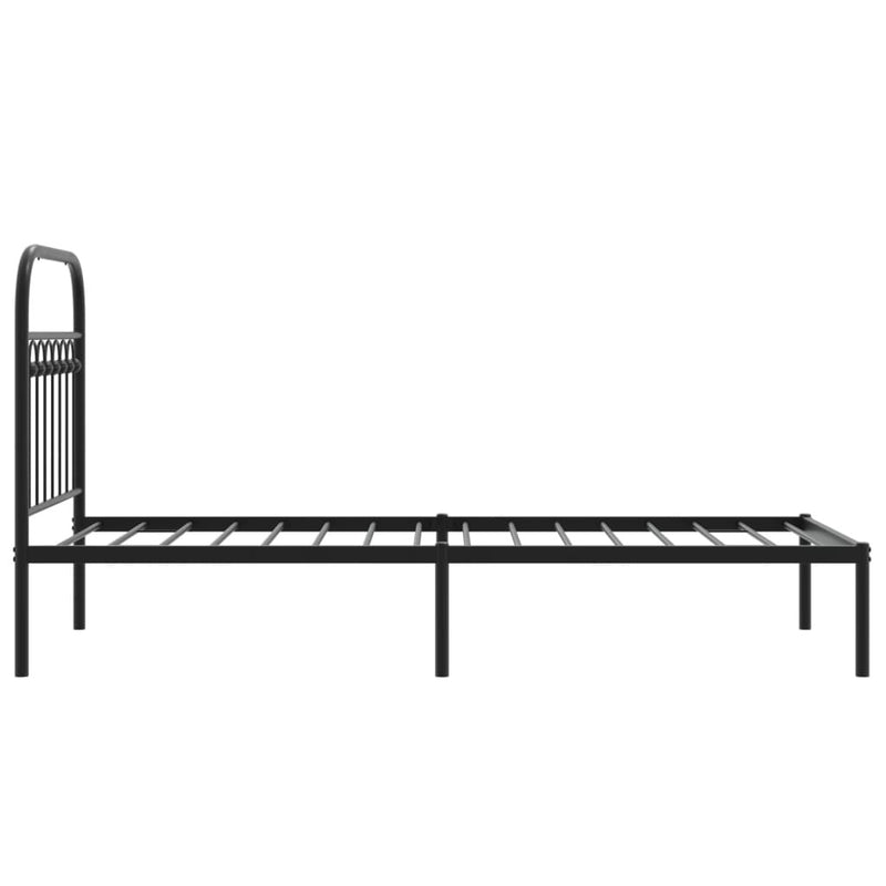 Metal Bed Frame without Mattress with Headboard Black 80x200cm