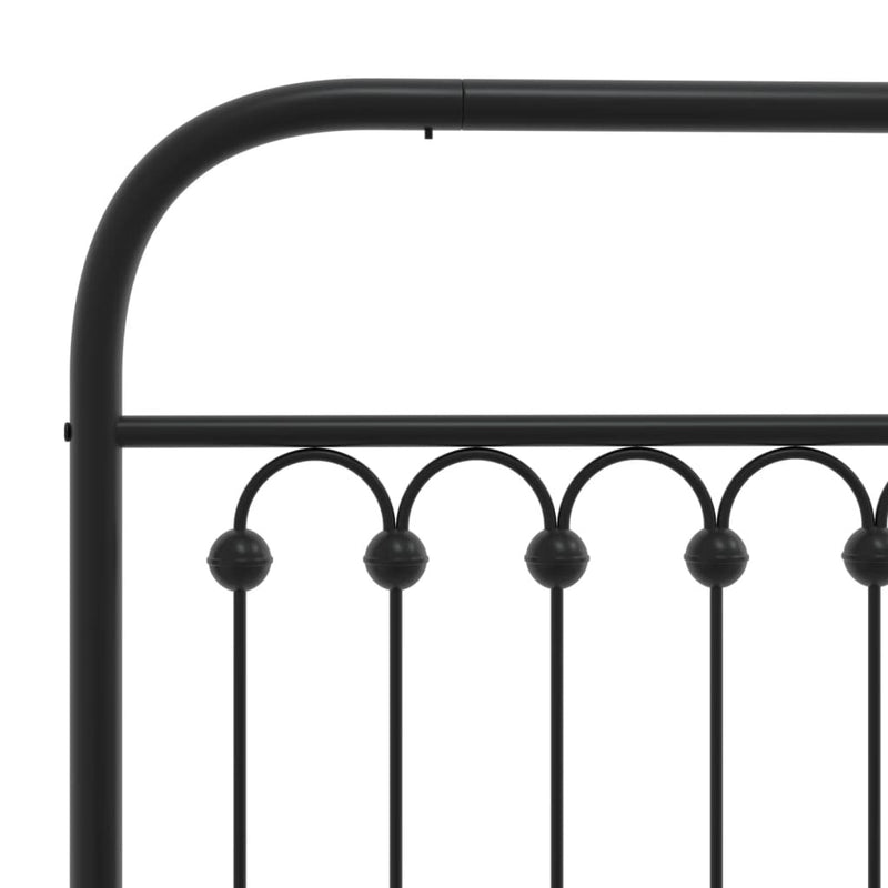 Metal Bed Frame without Mattress with Headboard Black 80x200cm