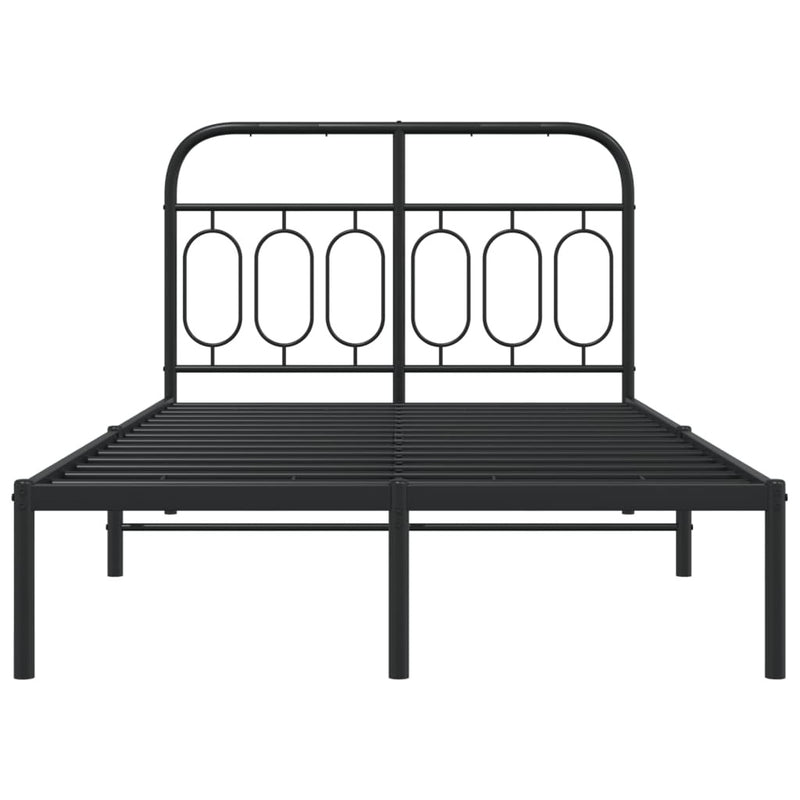 Metal Bed Frame without Mattress with Headboard Black 120x190cm