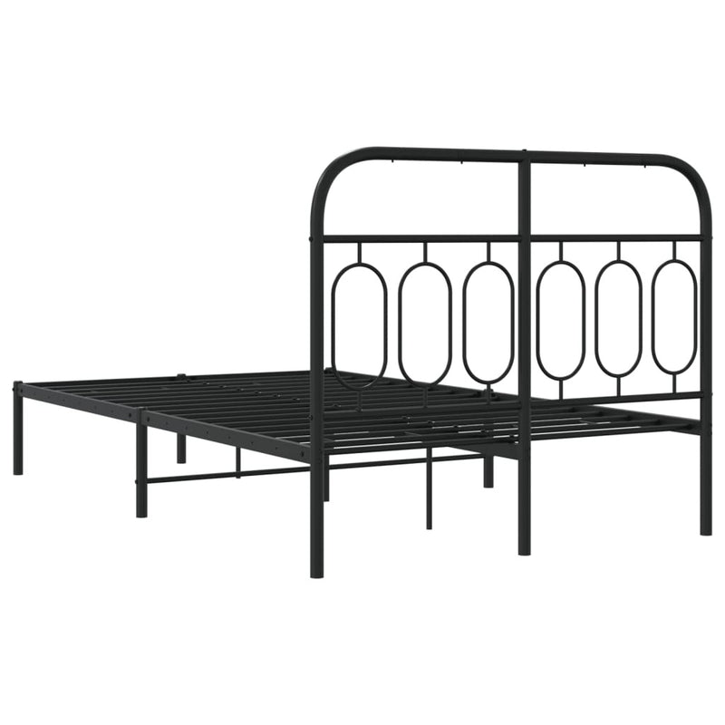 Metal Bed Frame without Mattress with Headboard Black 120x190cm