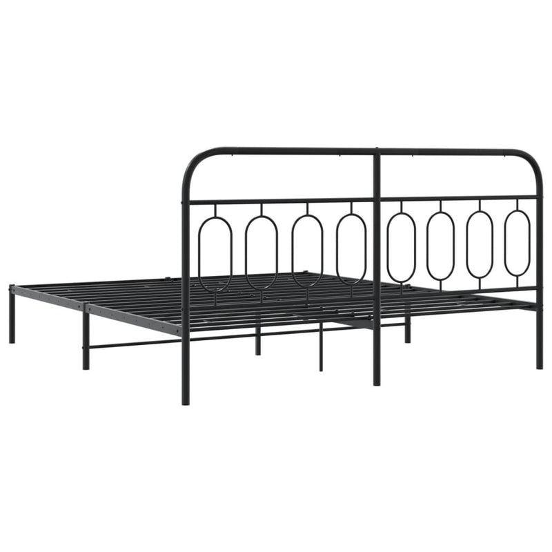 Metal Bed Frame without Mattress with Headboard Black 160x200cm