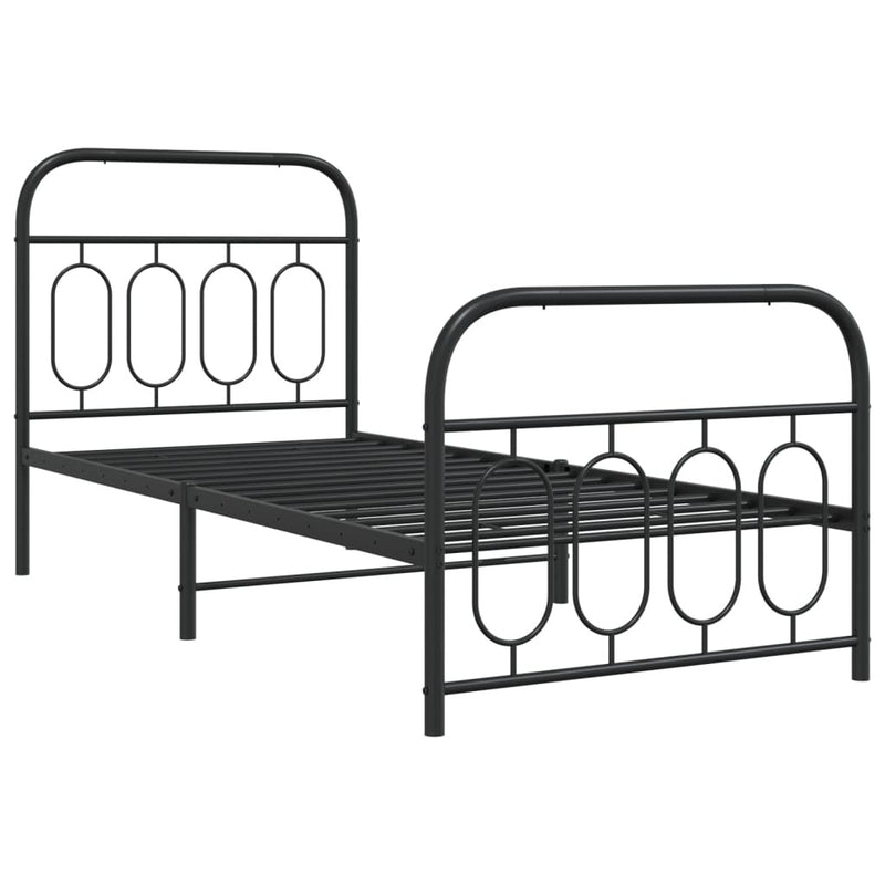 Metal Bed Frame without Mattress with Footboard Black 90x200cm