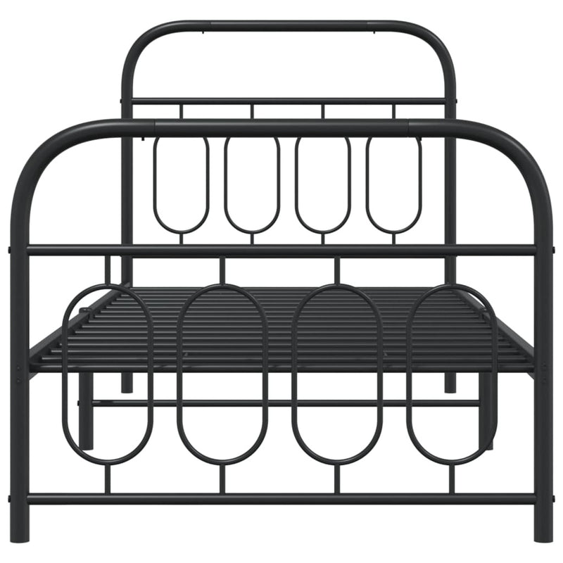 Metal Bed Frame without Mattress with Footboard Black 90x200cm