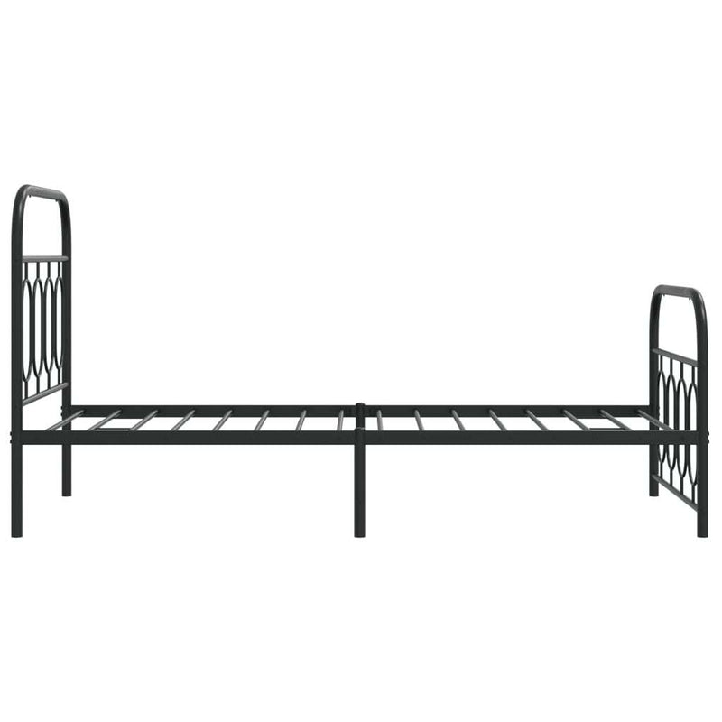 Metal Bed Frame without Mattress with Footboard Black 90x200cm