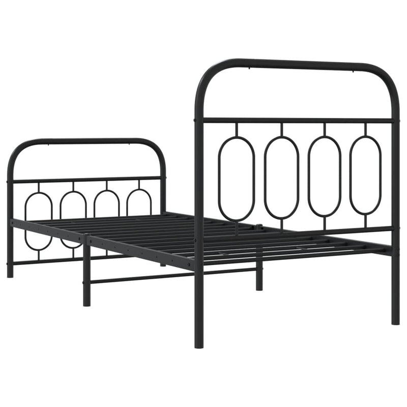 Metal Bed Frame without Mattress with Footboard Black 90x200cm