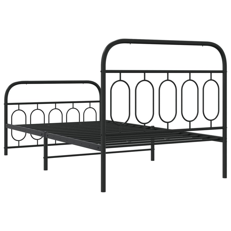 Metal Bed Frame without Mattress with Footboard Black 100x200cm