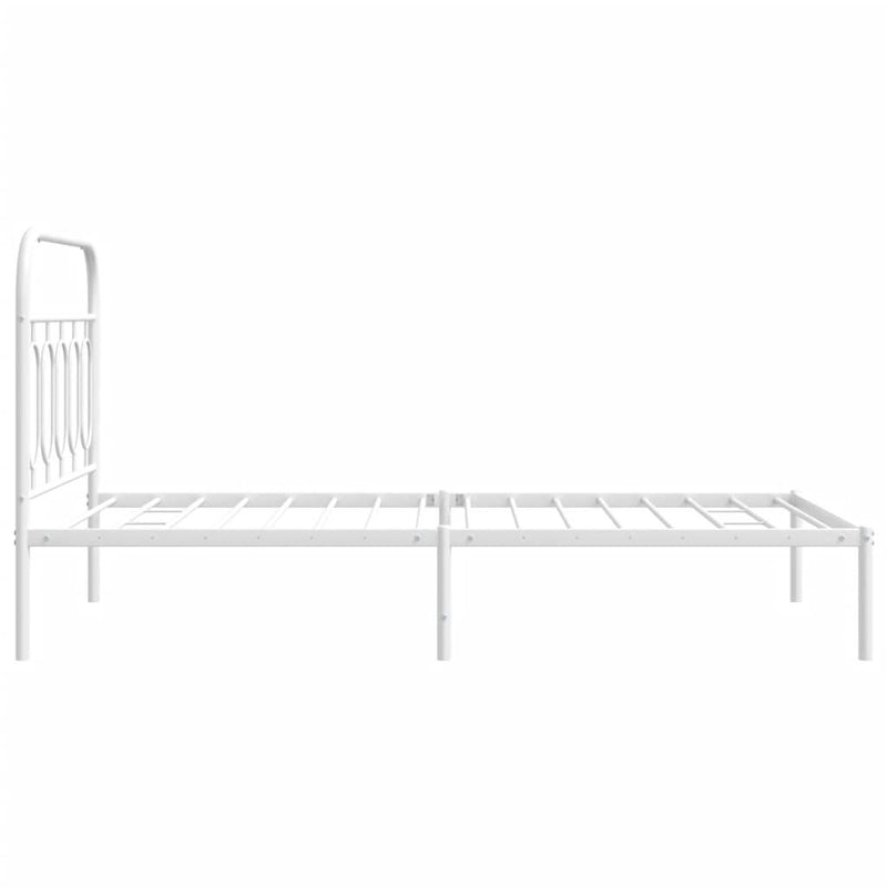 Metal Bed Frame without Mattress with Headboard White 107x203cm