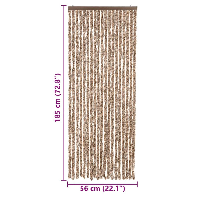 Fly Curtain Beige and Dark Brown 56x185 cm Chenille