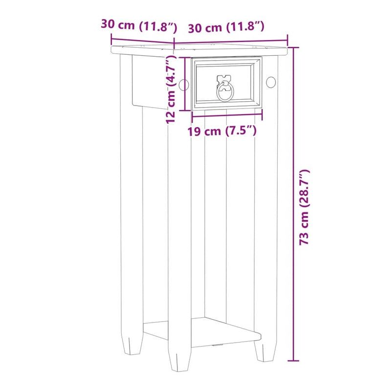 Plant Stand Corona 30x30x73 cm Solid Wood Pine