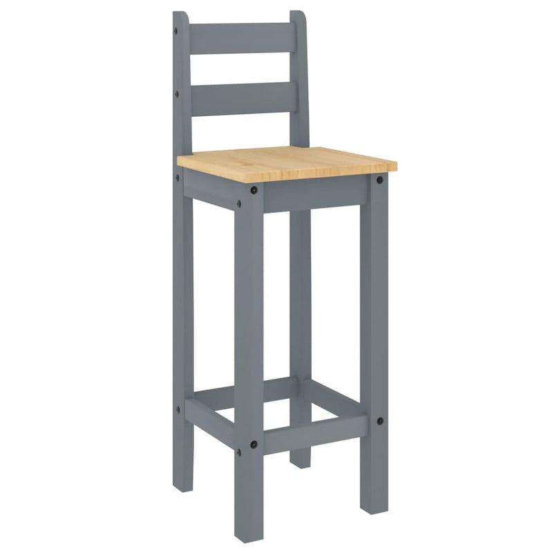 Bar Chairs 2 pcs Grey Solid Wood Pine