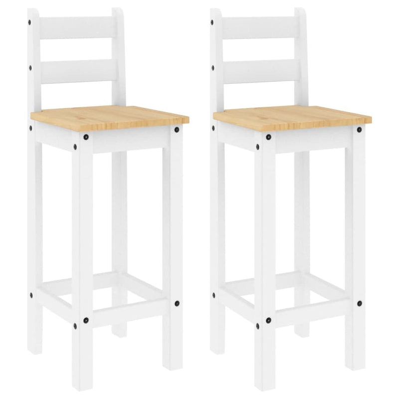 Bar Chairs 2 pcs White Solid Wood Pine