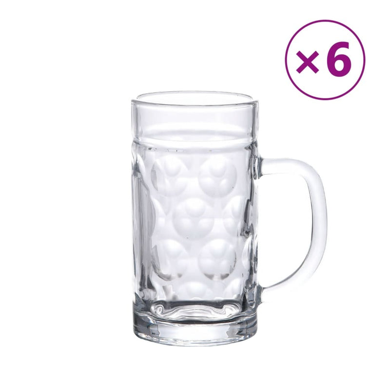 Beer Mugs with Handle Glass 6 pcs 500 ml