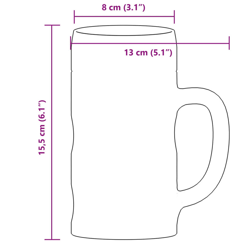 Beer Mugs with Handle Glass 6 pcs 500 ml