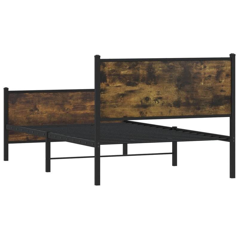 Metal Bed Frame without Mattress Smoked Oak 107x203 cm