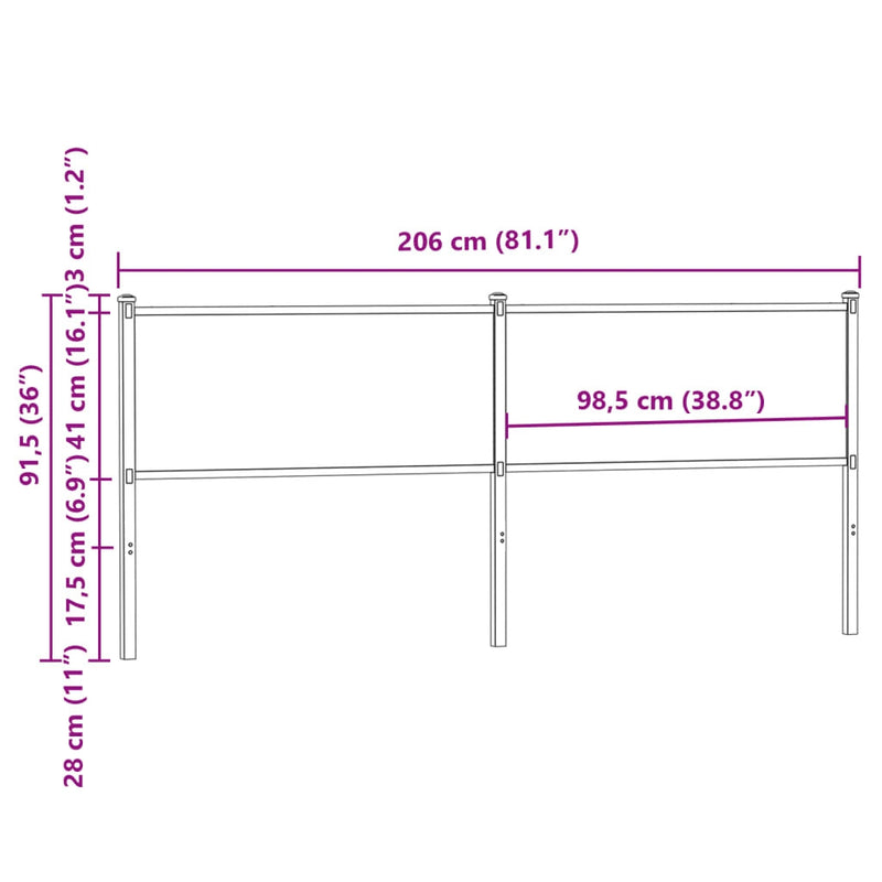 Headboard Sonoma 200 cm Engineered Wood and Steel