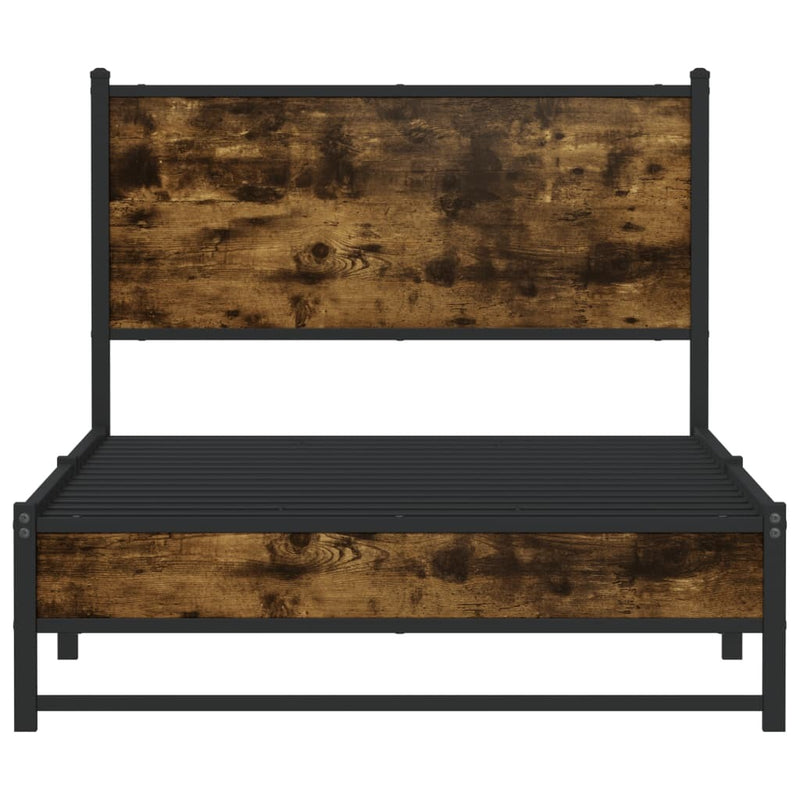 Metal Bed Frame without Mattress Smoked Oak 100x190 cm