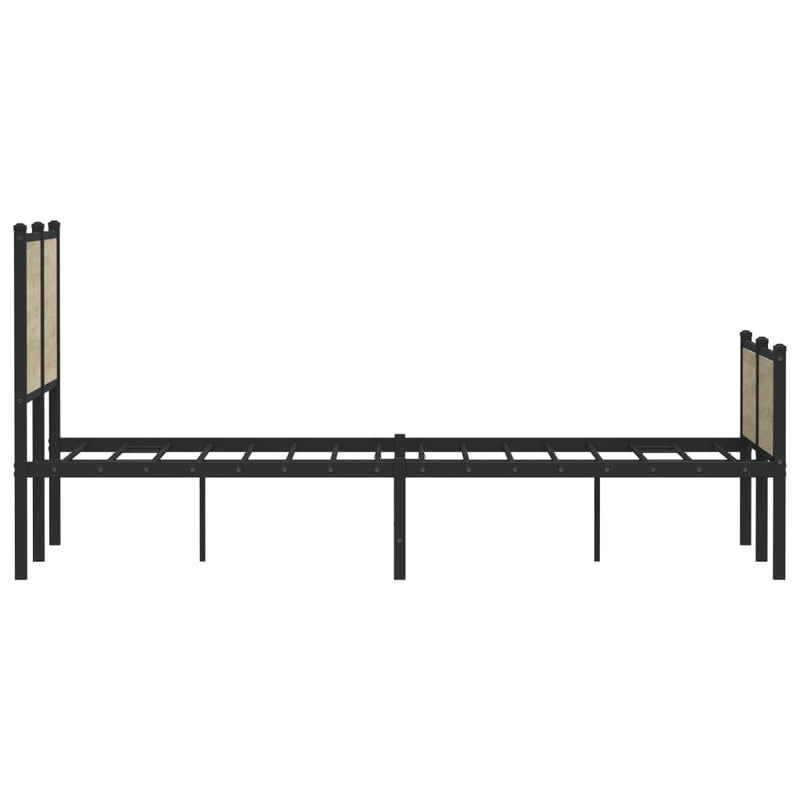 Metal Bed Frame without Mattress Sonoma Oak 120x190 cm Small Double