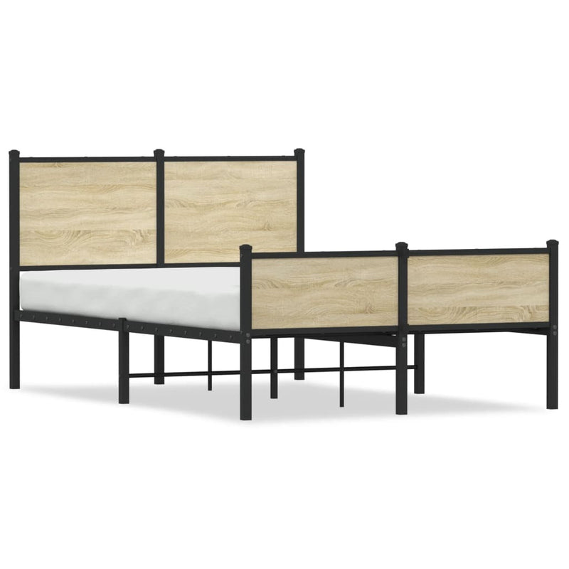 Metal Bed Frame without Mattress Sonoma Oak 120x190 cm Small Double