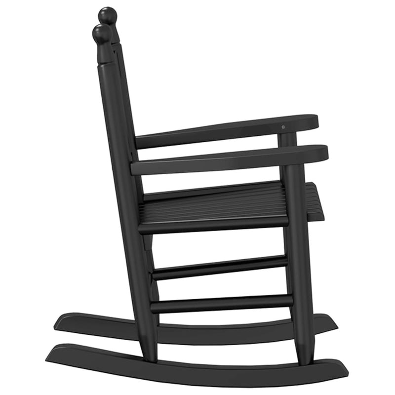 Rocking Chair for Children Black Solid Wood Poplar