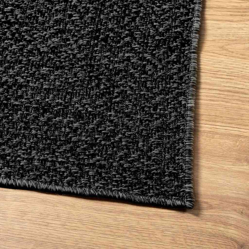 Rug ZIZUR Anthracite 200x200 cm Jute Look Indoor and Outdoor