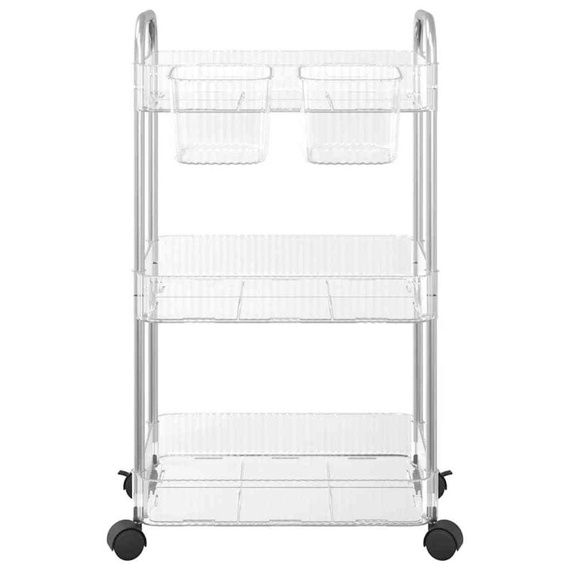 Storage Trolley 3-Tier Transparent 37x28x68 cm Acrylic