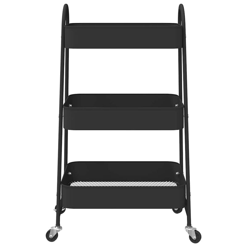 Storage Trolley 3-Tier Black 42x41.5x77 cm Steel