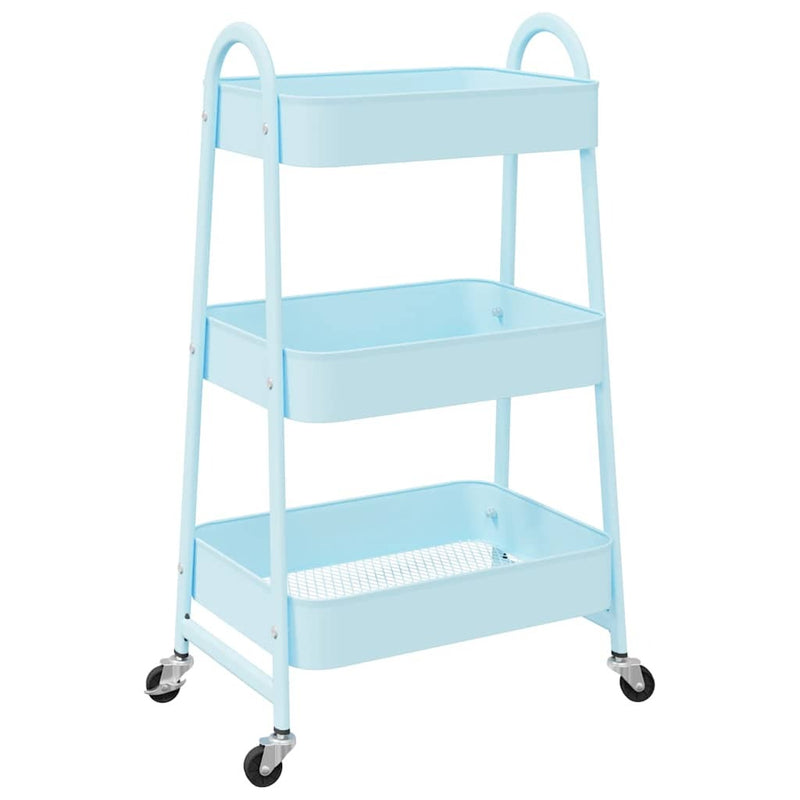 Storage Trolley 3-Tier Blue 42x41.5x77 cm Steel