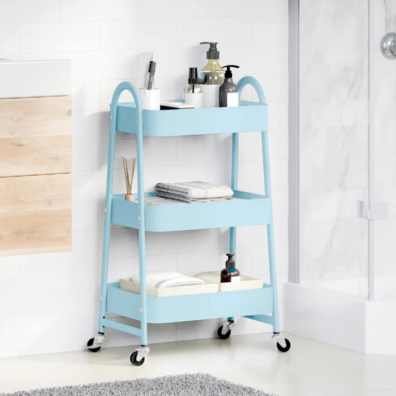 Storage Trolley 3-Tier Blue 42x41.5x77 cm Steel