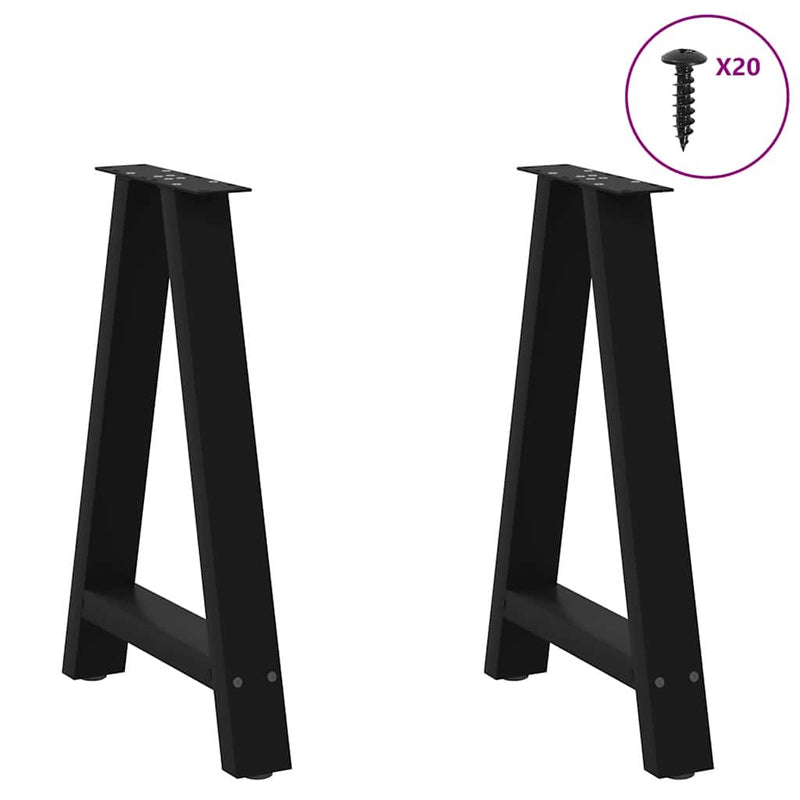 Coffee Table Legs A-Shaped 2 pcs Black?50x(72-73) cm Steel