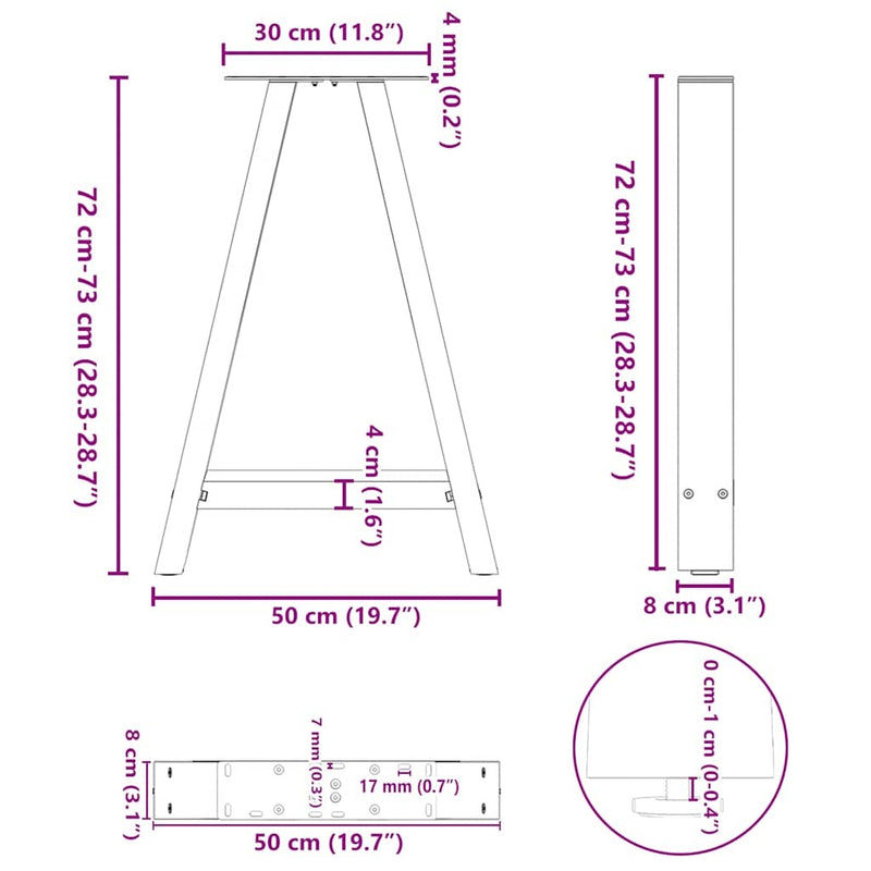 Coffee Table Legs A-Shaped 2 pcs Black?50x(72-73) cm Steel