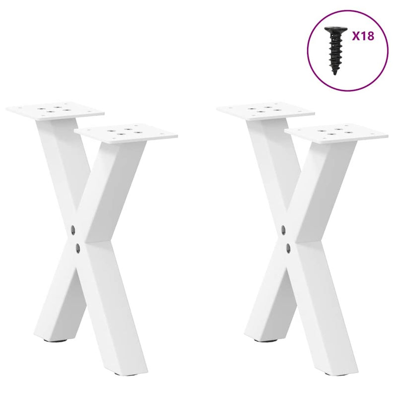 Coffee Table Legs X-Shaped 2 pcs White 30x(30-31) cm Steel