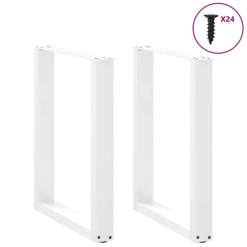 Coffee Table Legs U-Shaped 2 pcs White 60x(72-73) cm Steel