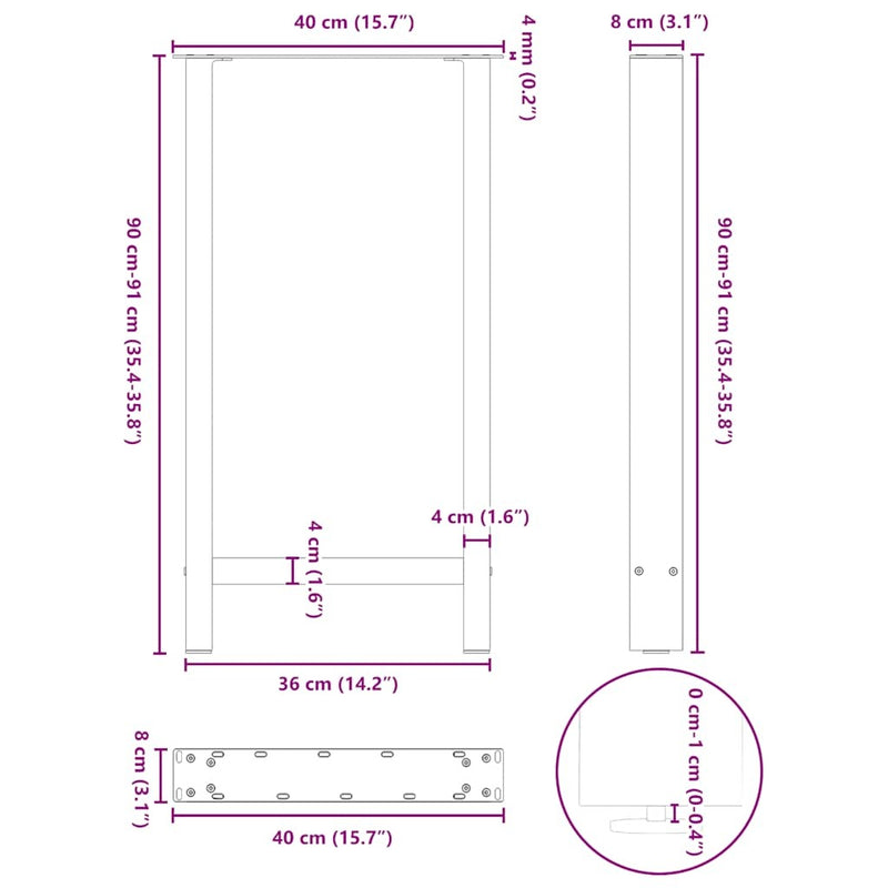 Coffee Table Legs Anthracite 2 pcs 40x(90-91) cm Steel