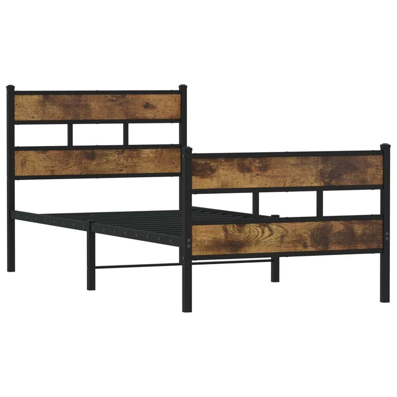 Metal Bed Frame without Mattress Smoked Oak 100x200 cm