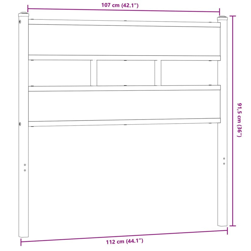 Headboard Smoked Oak 107 cm Iron and Engineered Wood