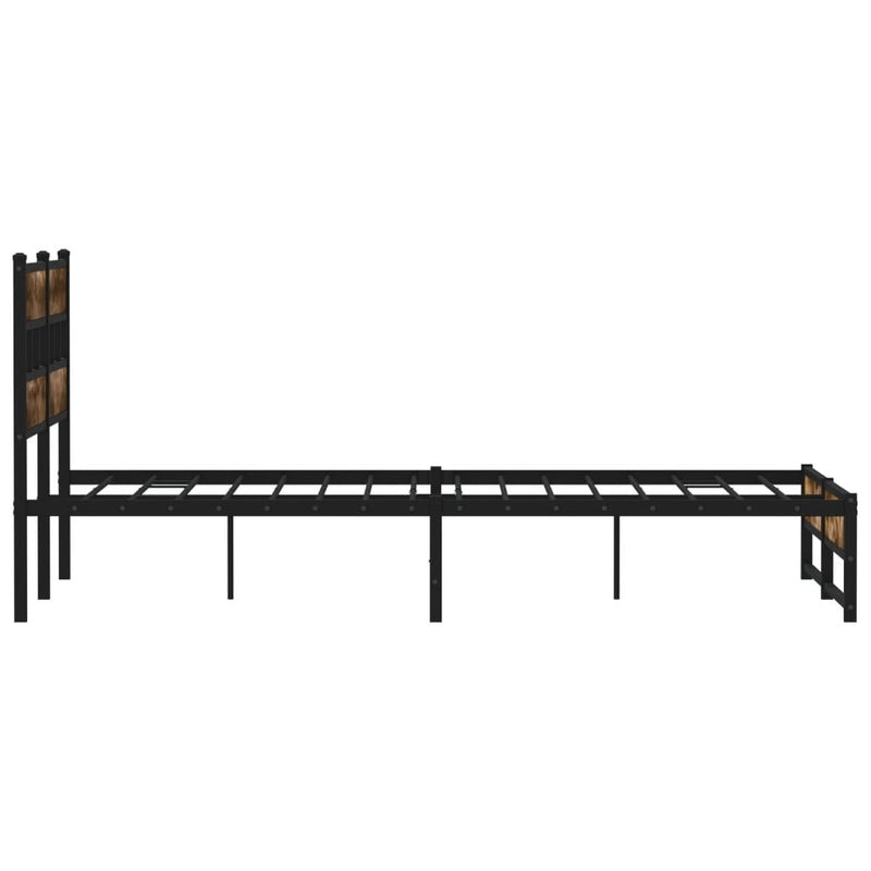 Metal Bed Frame without Mattress Smoked Oak 135x190 cm Double