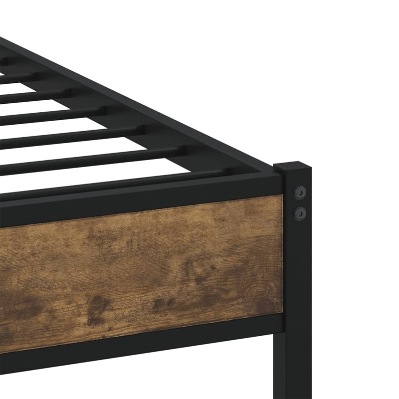 Metal Bed Frame without Mattress Smoked Oak 135x190 cm Double