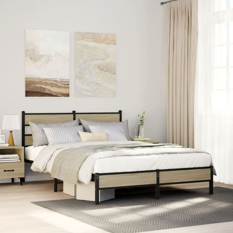 Bed Frame without Mattress Sonoma Oak 160x200 cm Engineered Wood