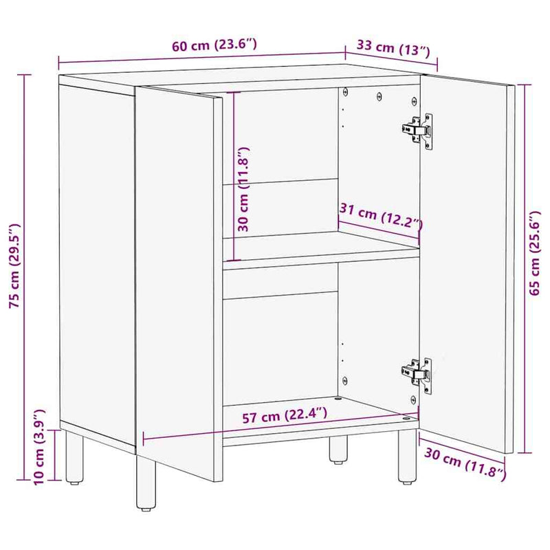 Sideboard Brown 60x33x75 cm Solid Wood Mango