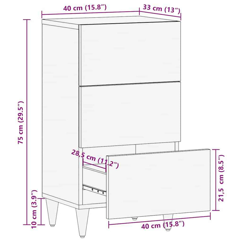 Sideboard 40x33x75 cm Solid Wood Mango