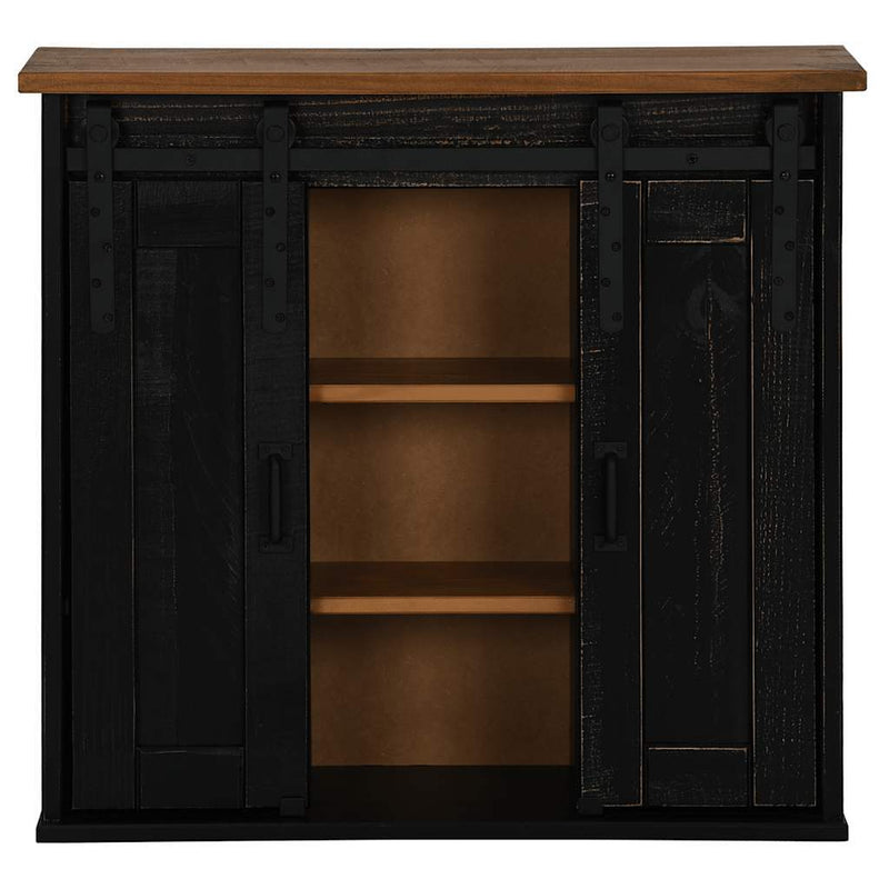 Hanging Cabinet HALDEN 2 Sliding Doors Black 75x22.5x70 cm Pine