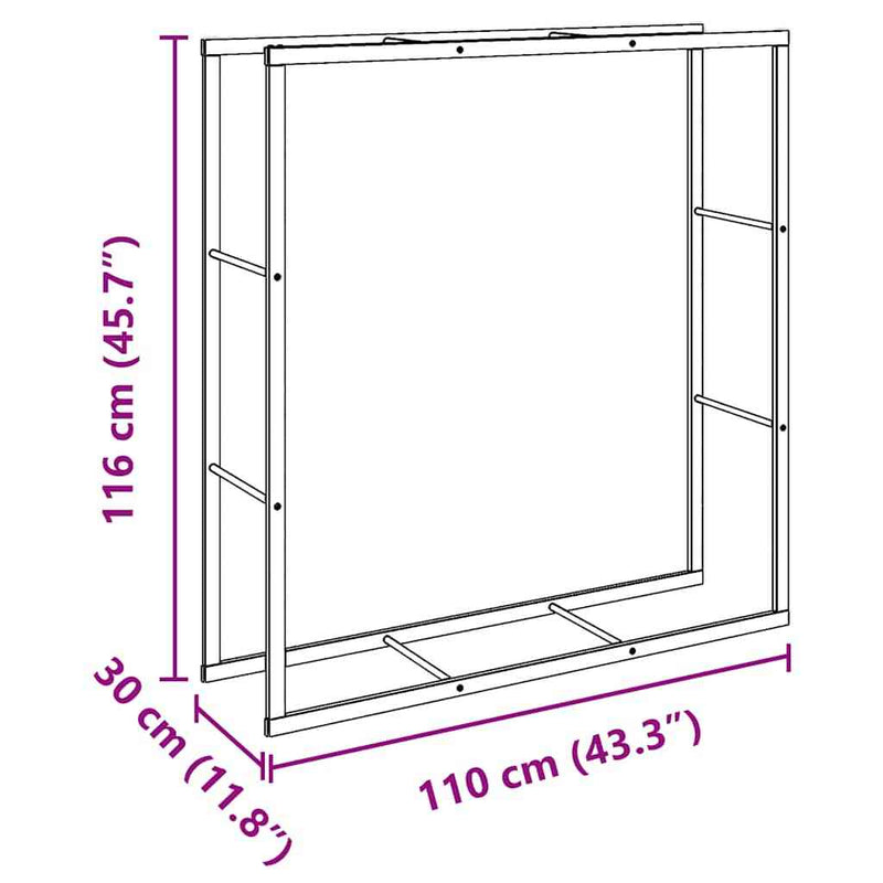 Firewood Rack Black 110x30x116 cm Steel