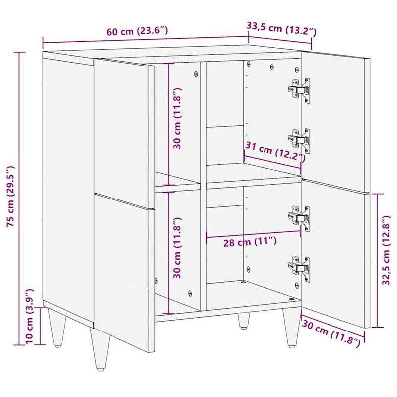 Sideboard 60x33.5x75 cm Solid Wood Mango