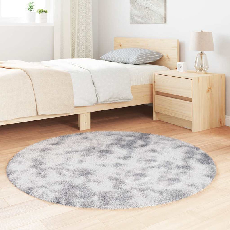 Shaggy Rug High Pile NAVARRA Light Grey 120x120 cm Polyester