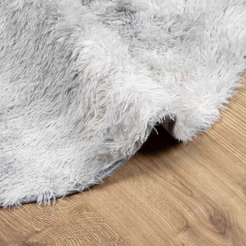 Shaggy Rug High Pile NAVARRA Light Grey 120x120 cm Polyester